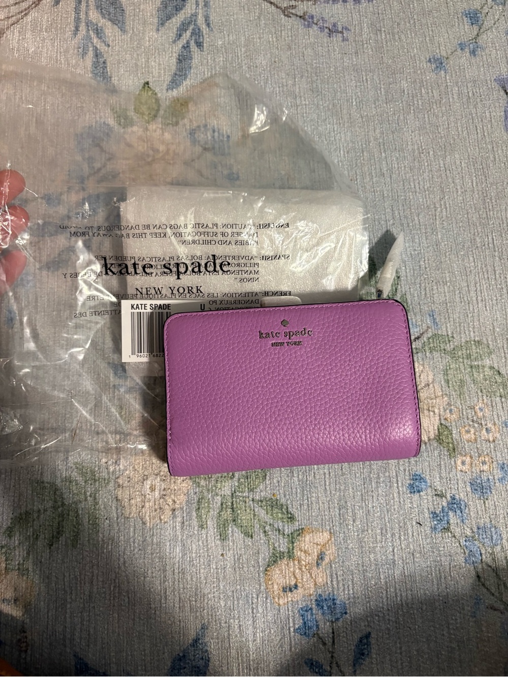 kate spade Lilac Peony Pebbled Leather Zip Wallet